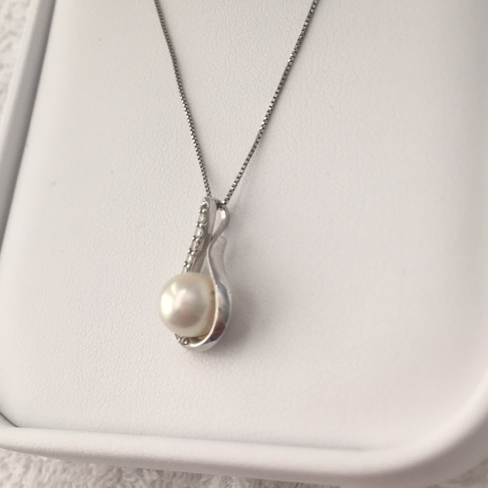 Pearl necklace 14k white gold - Picture 2 of 8